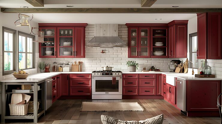 Grey modular kitchen cabinets and drawers